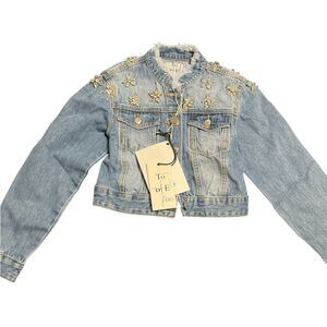 Stylish Light Blue Kids Jean Jacket with Embroidery